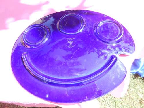 Ceramic blue artist`s palette.  Dudson vitrified.  Artisan.  Made in England.