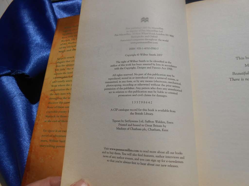 `The Quest`  Wilbur Smith.  Hard cover.