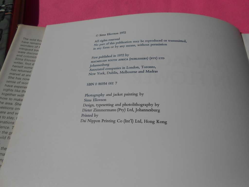 `Namaqualand in Flower`  Sima Eliovson.  Hard cover.