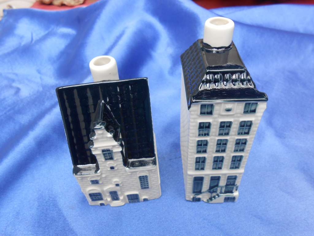 Blue Delft exclusively made for KLM by Bols Royal Distilleries Holland. Houses no. 57 and 89.