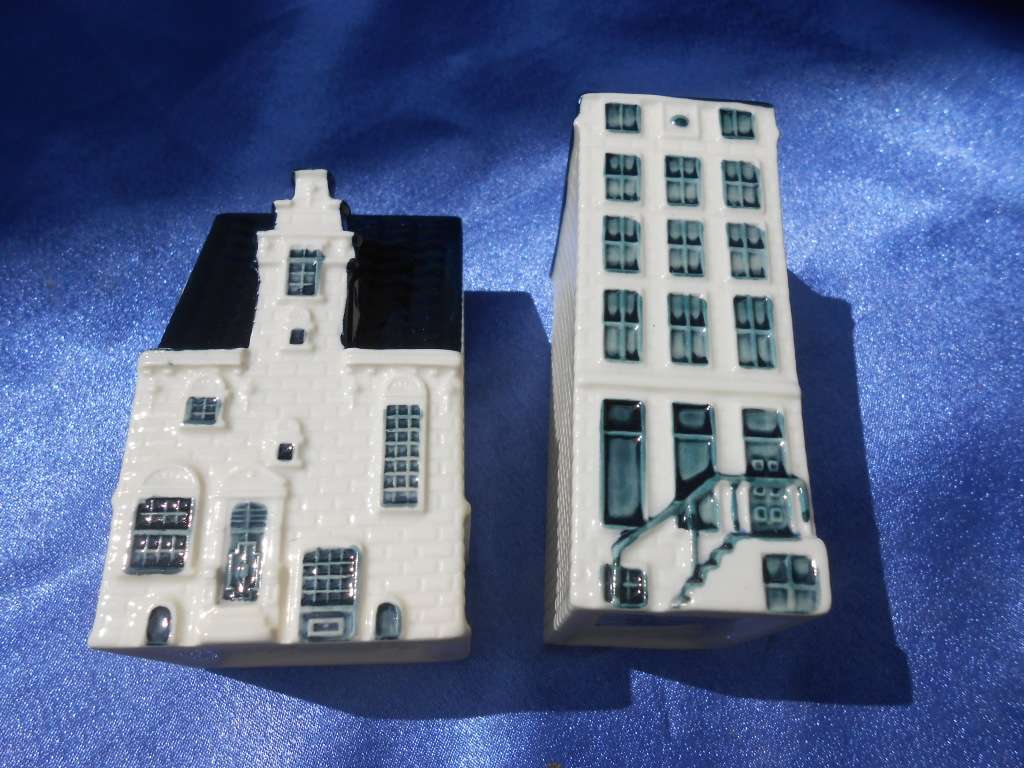 Blue Delft exclusively made for KLM by Bols Royal Distilleries Holland. Houses no. 57 and 89.
