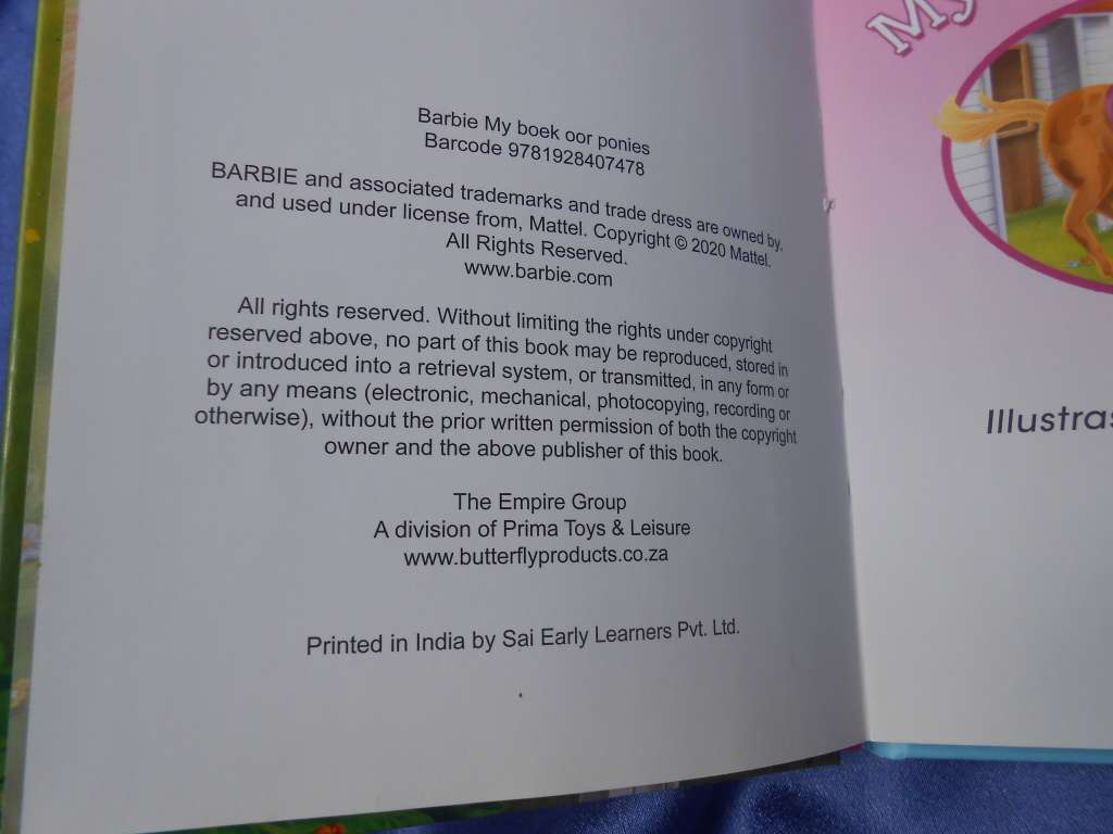 `Barbie My boek oor ponies`  Hard cover.