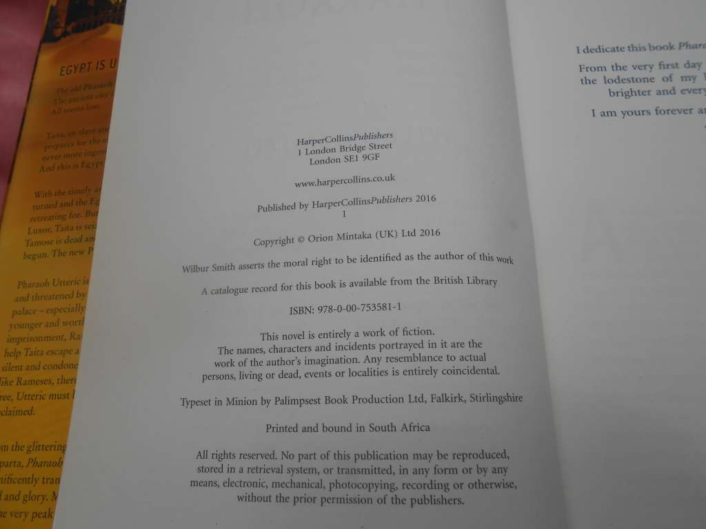 `Pharaoh`  Wilbur Smith.  Hard cover