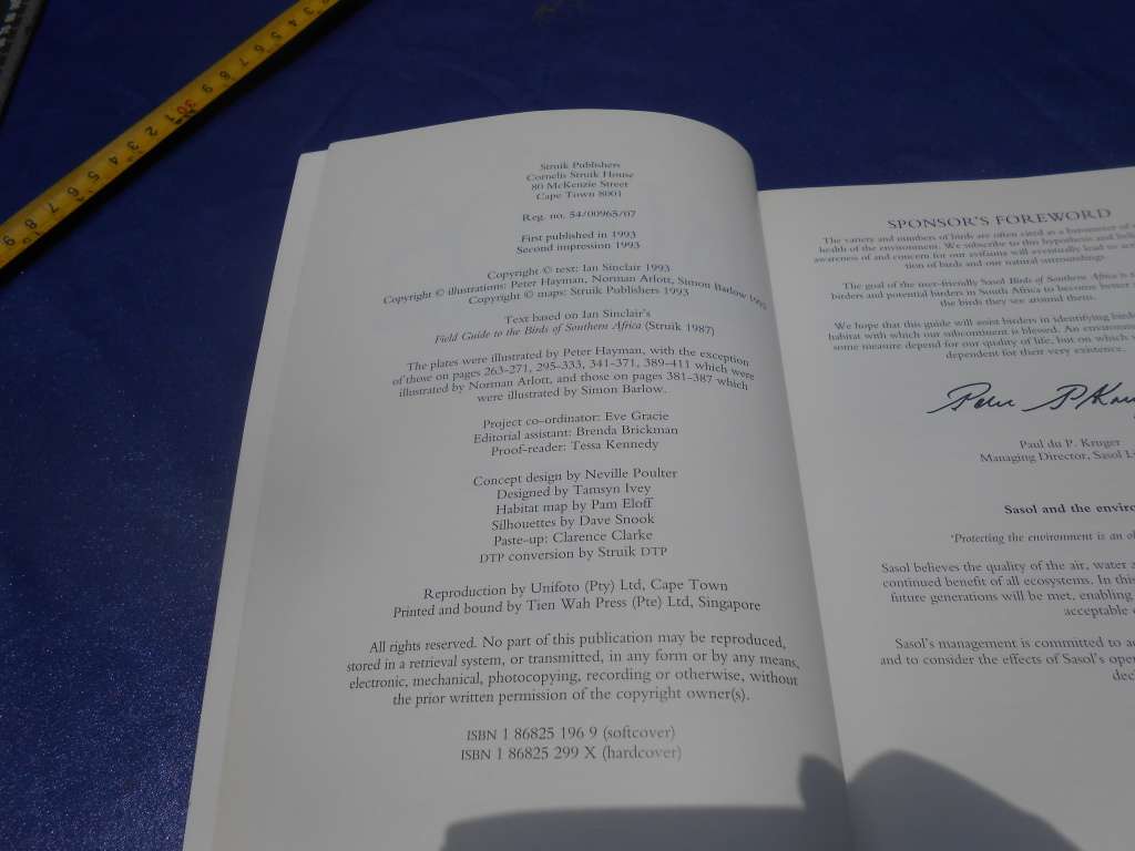 `Sasol Birds of Southern Africa`  Soft cover.