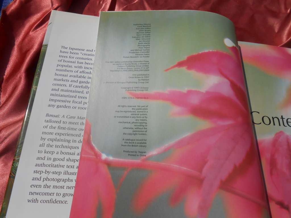 `Bonsai. A care Manual`  Hard cover.