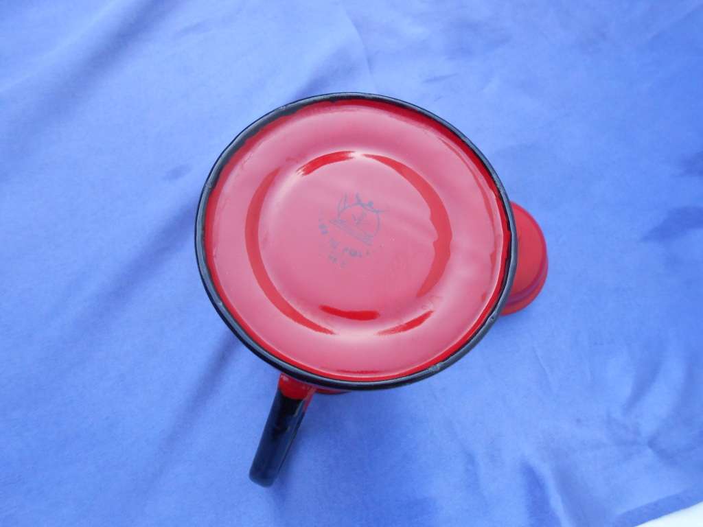 Red enamel coffee pot.  Made in Poland.