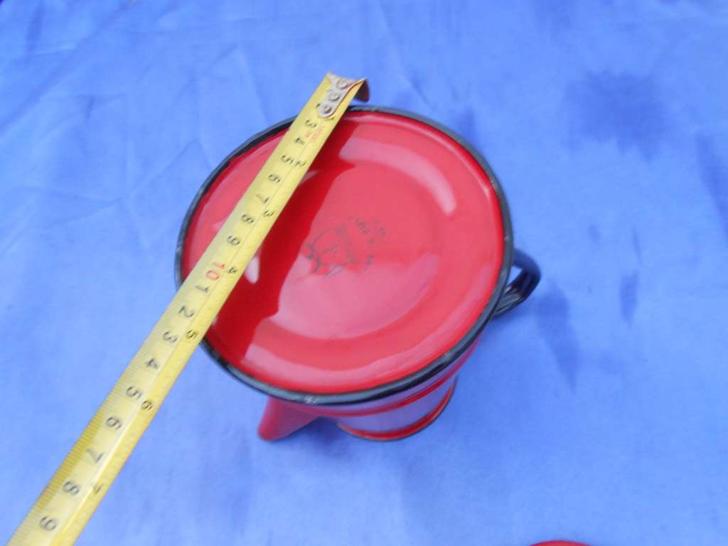 Red enamel coffee pot.  Made in Poland.