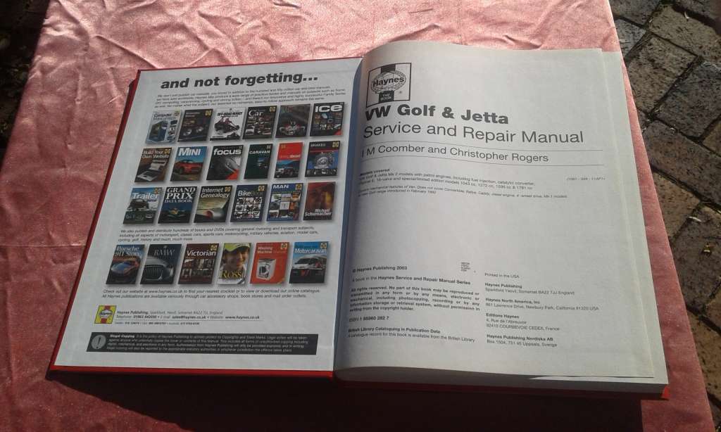 `VW Golf and Jetta March 1984 to Feb. 1992. Haynes. Service and Repair Manual`