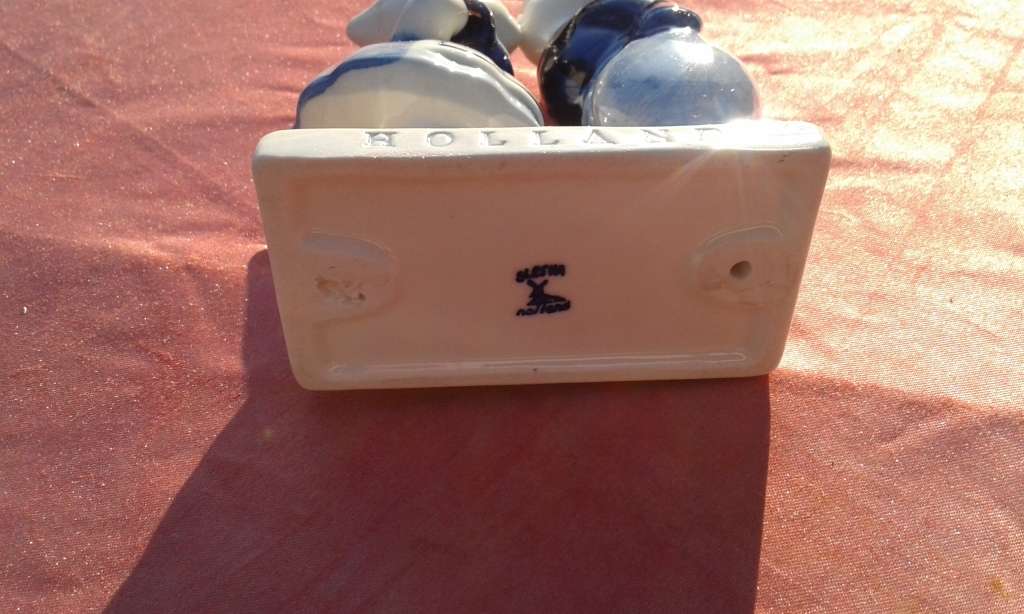 Delft figurine.  Little boy and girl kissing.  No cracks, chips or repairs.