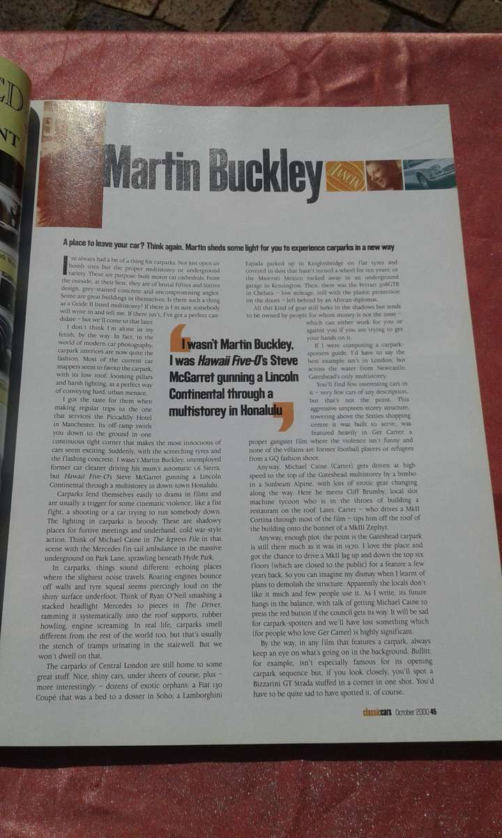 Thoroughbred & Classics Cars magazine.  October, 2000.