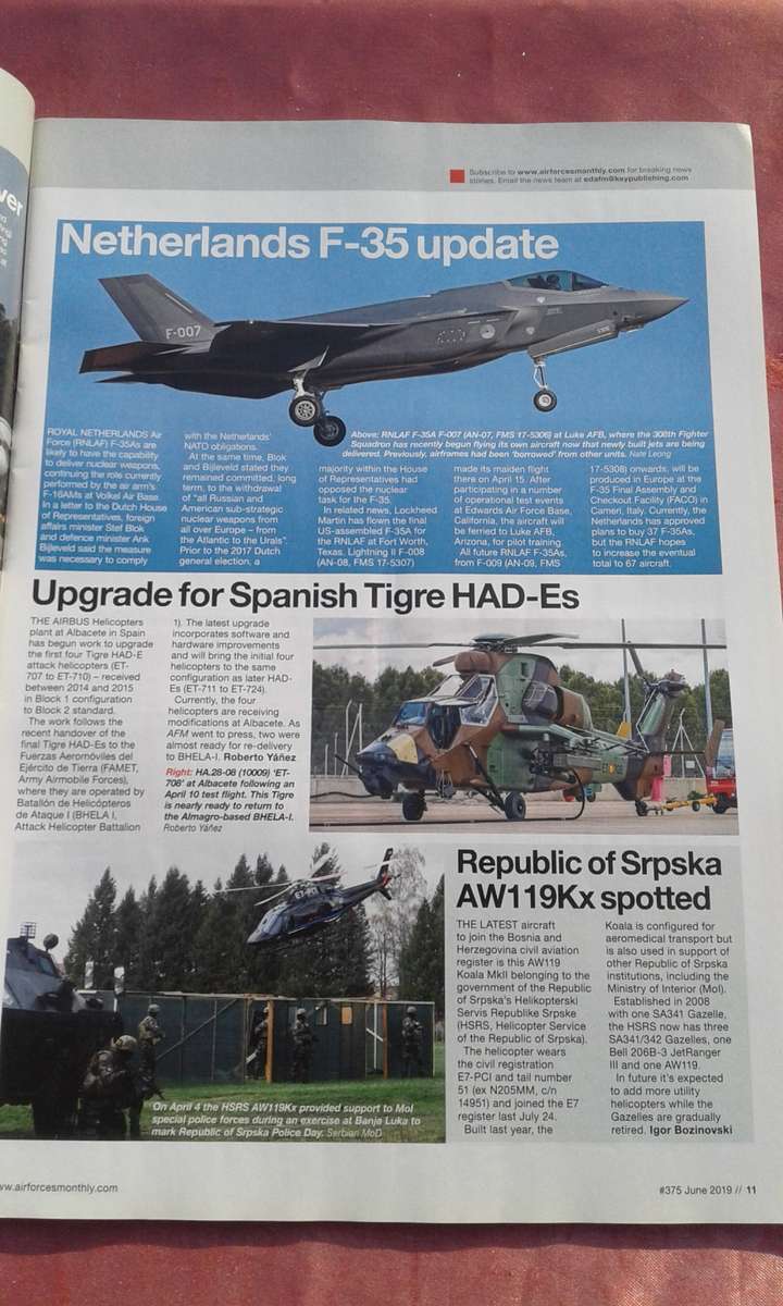Airforces monthly magazine.  June, 2019.