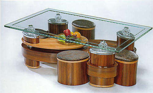 Coffee Table with 4 Stools.