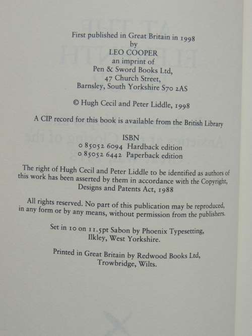 At the Eleventh Hour Reflections, Hopes and Anxieties at the Closing of the Great War 1918 - H Cecil