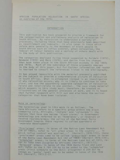 African Population Relocation in South Africa  - Gerry Mare