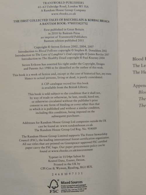 First Collected Tales Bauchelain and Korbal Broach - 3 Short Novels of the Malazan Empire - Erikson