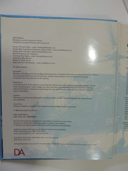 SAS RHODESIA  RHODESIANS AND THE SPECIAL AIR SERVICE   Jonathan Pittaway and Craig Fourie