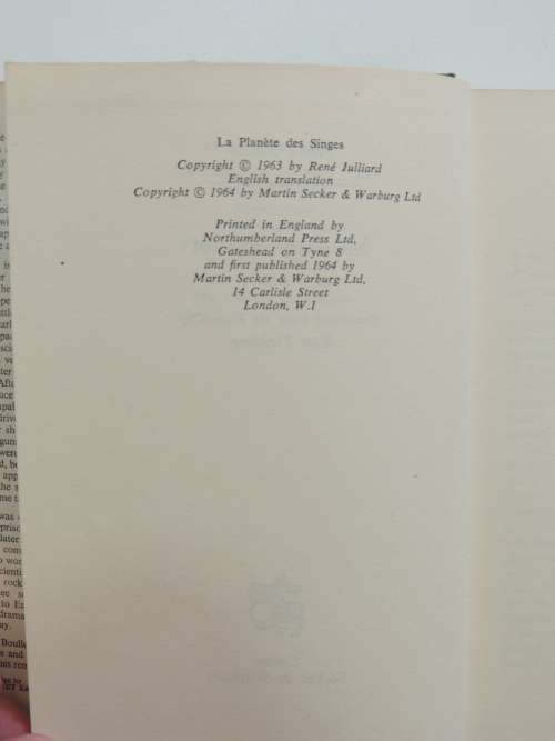 Monkey Planet (aka Planet of the Apes) - Pierre Boulle, Translated from the French by Xan Fielding.