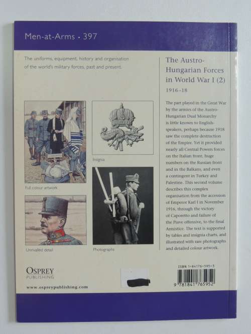 Osprey Men-At-Arms Series: The Austro-Hungaraian Forces In World War 1 (1) and (2) - Peter Jung