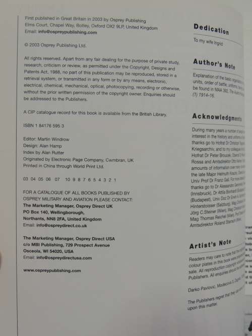 Osprey Men-At-Arms Series: The Austro-Hungaraian Forces In World War 1 (1) and (2) - Peter Jung