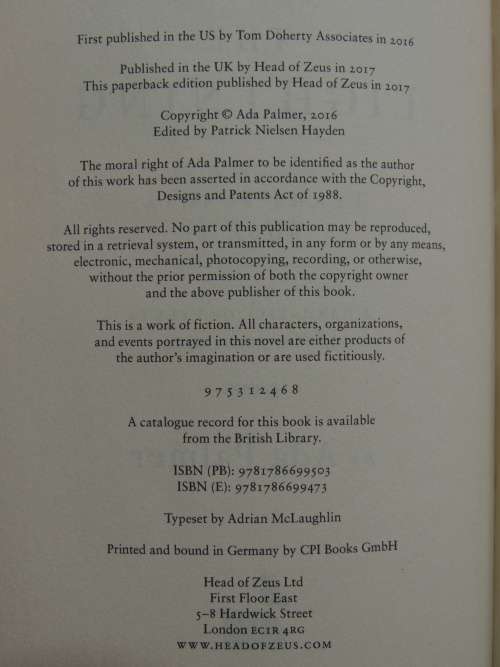 Too Like The Lightning - Terra Ignota Book 1 - Ada Palmer