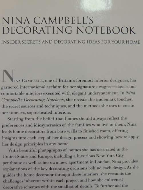 Nina Campbell`s Decorating Notebook - Insider Secrets, Decorating Ideas for Home -Alexandra Campbell