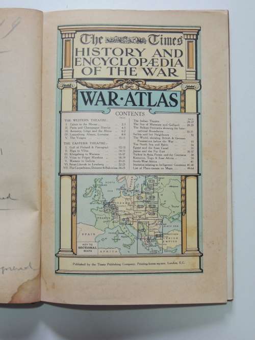 The Times War Atlas andGazetteer 40Colour Maps OfThe War Areas Statistics Relating ToThe Belligerent