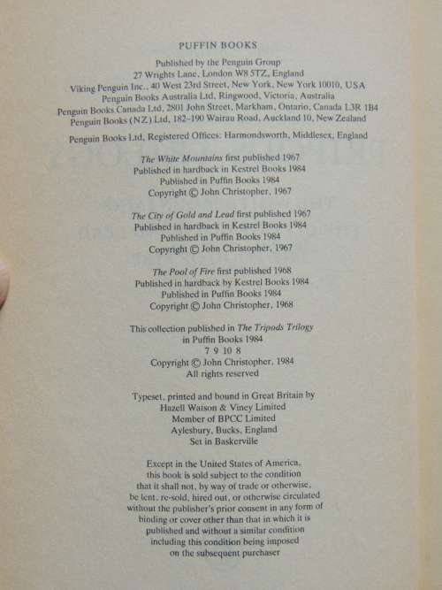 The Tripods Trilogy - White Mountains, City of Gold & Lead, Pool of Fire - John Christopher