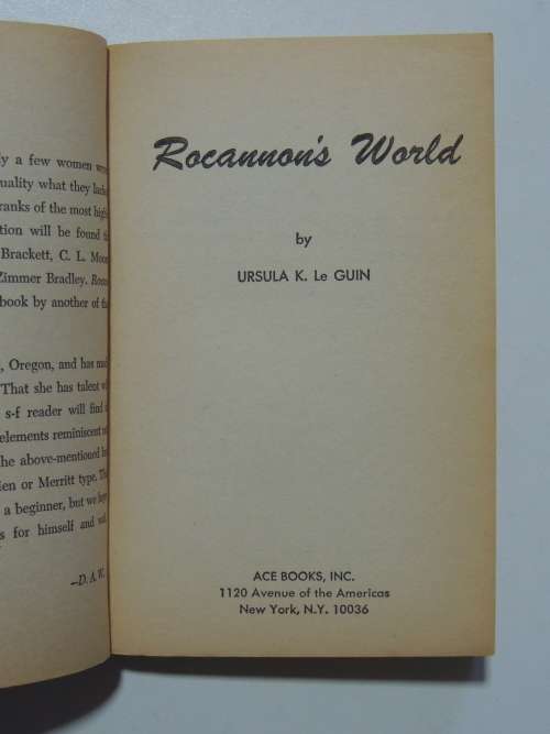 The Kar-Chee Reign/ Rocannon`s World 1966 ACE Double G - 574 - Avram Davidson/ Ursula Le Guin