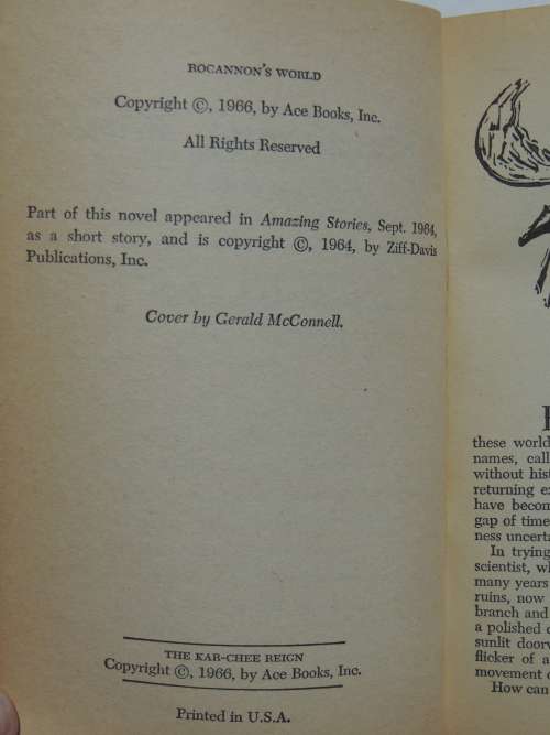 The Kar-Chee Reign/ Rocannon`s World 1966 ACE Double G - 574 - Avram Davidson/ Ursula Le Guin