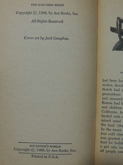The Kar-Chee Reign/ Rocannon`s World 1966 ACE Double G - 574 - Avram Davidson/ Ursula Le Guin