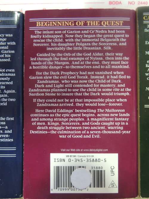 The Malloreon 5Vol`s -Guardians West, King Murgos, Demon Lord K,Sorceress D,Seeress K -David Eddings
