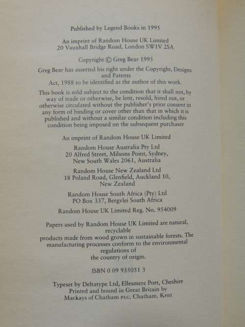 Legacy - Greg Bear - FIRST EDITION 1995