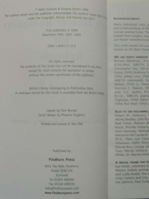 Bach Flower Remedies for Animals - Helen Graham, Gregory Vlamis