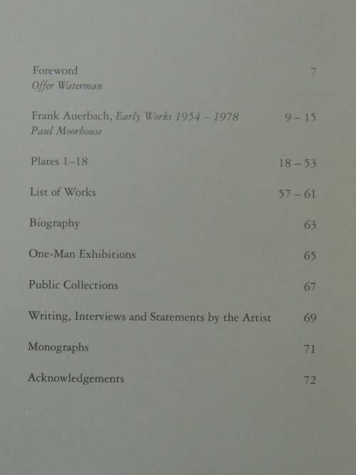 Frank Auerbach - early Works 1954-1978, A Loan Exhibition - Offer Waterman