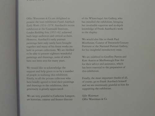 Frank Auerbach - early Works 1954-1978, A Loan Exhibition - Offer Waterman