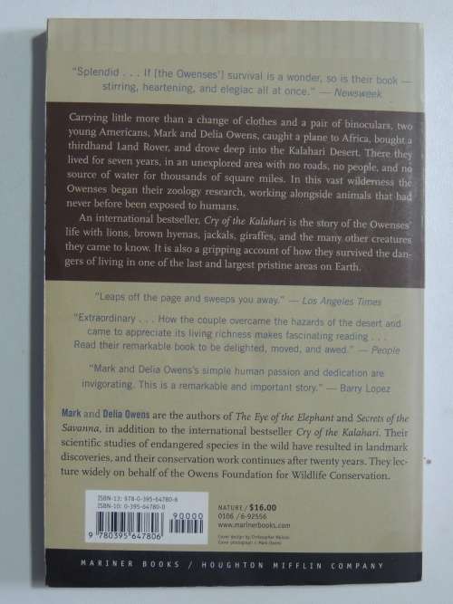 Cry of the Kalahari - Mark and Delia Owens