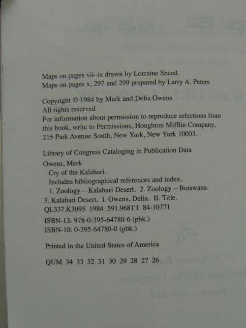 Cry of the Kalahari - Mark and Delia Owens