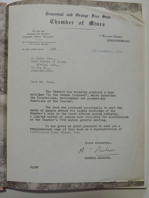 In The Common Interest - The Story Of The Transvaal & Orange Free State Chamber Of Mines