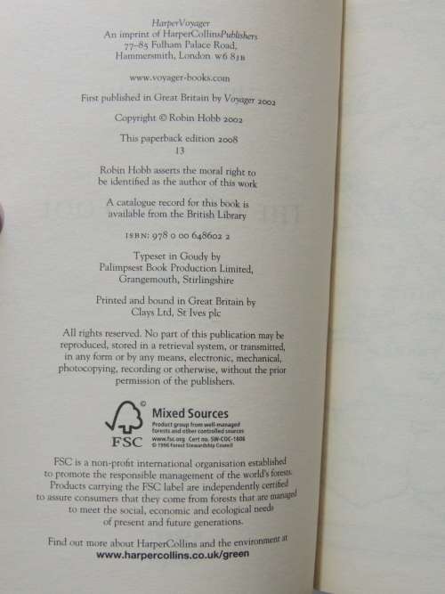 The Tawny Man Trilogy - Fool`s Errand, The Golden Fool, Fool`s Fate - Robin Hobb 3 Books