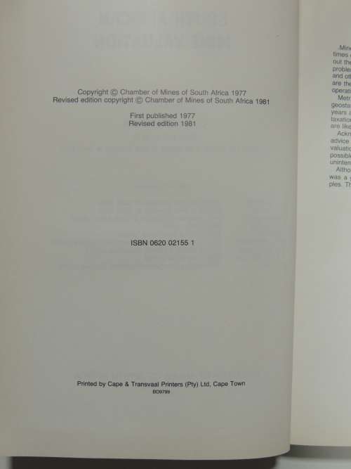 South African Mine Valuation - C.D. Storrar