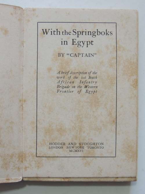 With The Springboks In Egypt - Captain