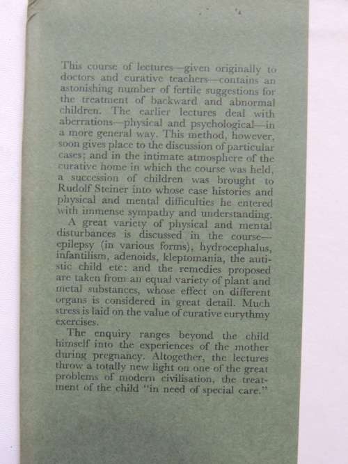 Curative Eduaction, Lectures 1924 - Rudolf Steiner