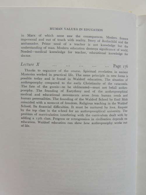 Human Values in Eduaction, Lectures 1924 - Rudolf Steiner