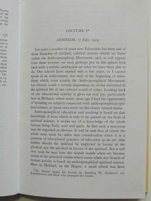 Human Values in Eduaction, Lectures 1924 - Rudolf Steiner