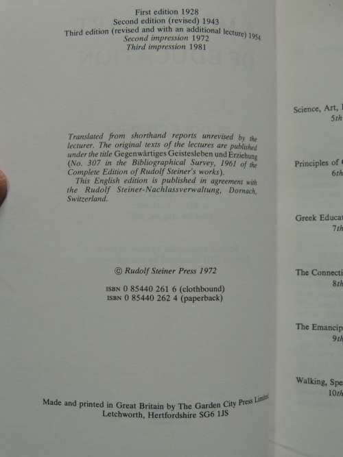 A Modern Art of Education, Lectures 1923 - Rudolf Steiner