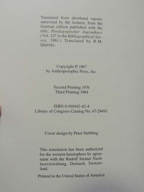 The Younger Generation,Educational & Spiritual Impulses for Life in the 20th Century -Rudolf Steiner