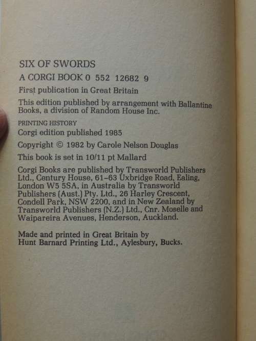 Six of Swords - Carole Nelson Douglas