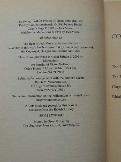 Fantasy Masterworks- Tales of the Dying Earth - 4 Stories -  Jack Vance