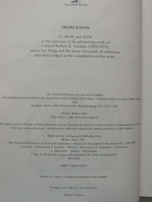 The Greenhill Dictionary of Guns and Gunmakers - John Walter