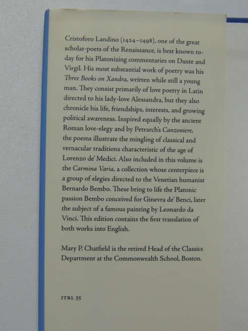 The I Tatti Renaissance Library - Poems - Cristoforo Landino